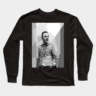 Rick Grimes WPAP Pop Art in Black & white colour Long Sleeve T-Shirt